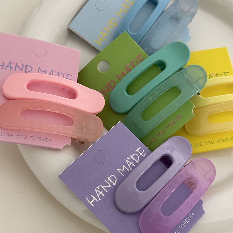 Kẹp Tóc Mỏ Vịt Bằng Nhựa Màu Kem Tương Phản Thời Trang