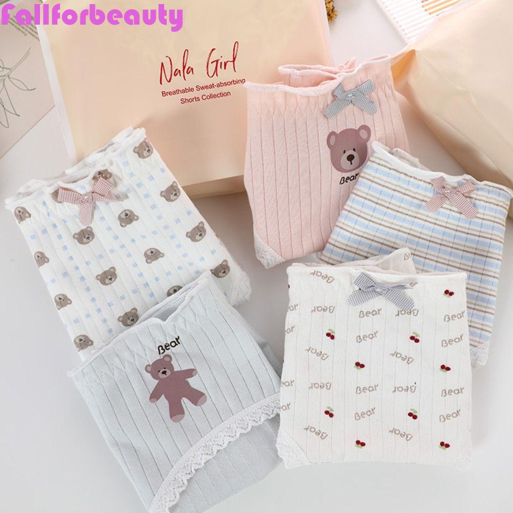 Fallforbeauty Quần Lót Cotton Thoáng Khí In Chữ Đơn Giản Phong Cách Hàn Quốc