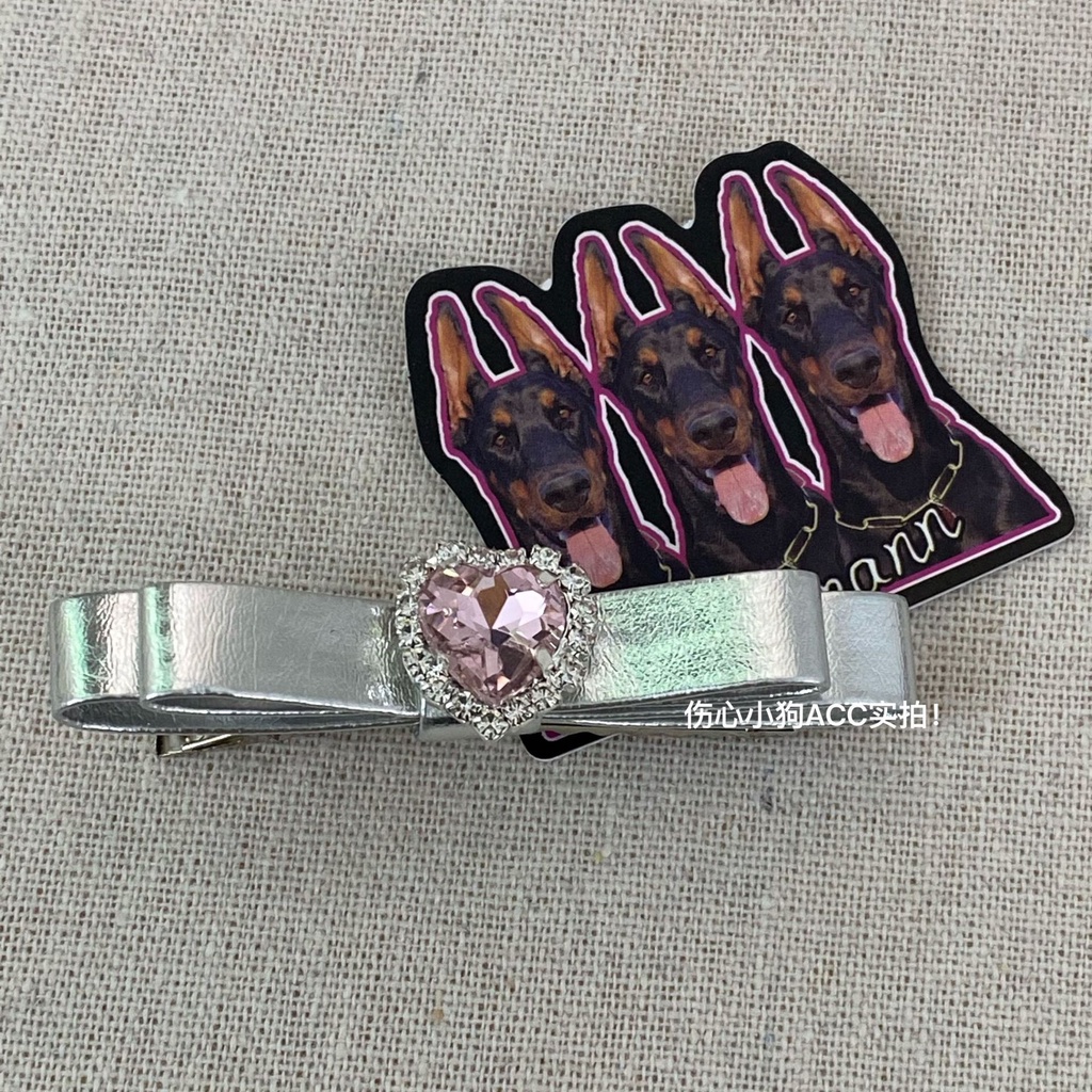 Kẹp Tóc Nơ Bằng Da Đính Kim Cương Lấp Lánh Phong Cách Mới