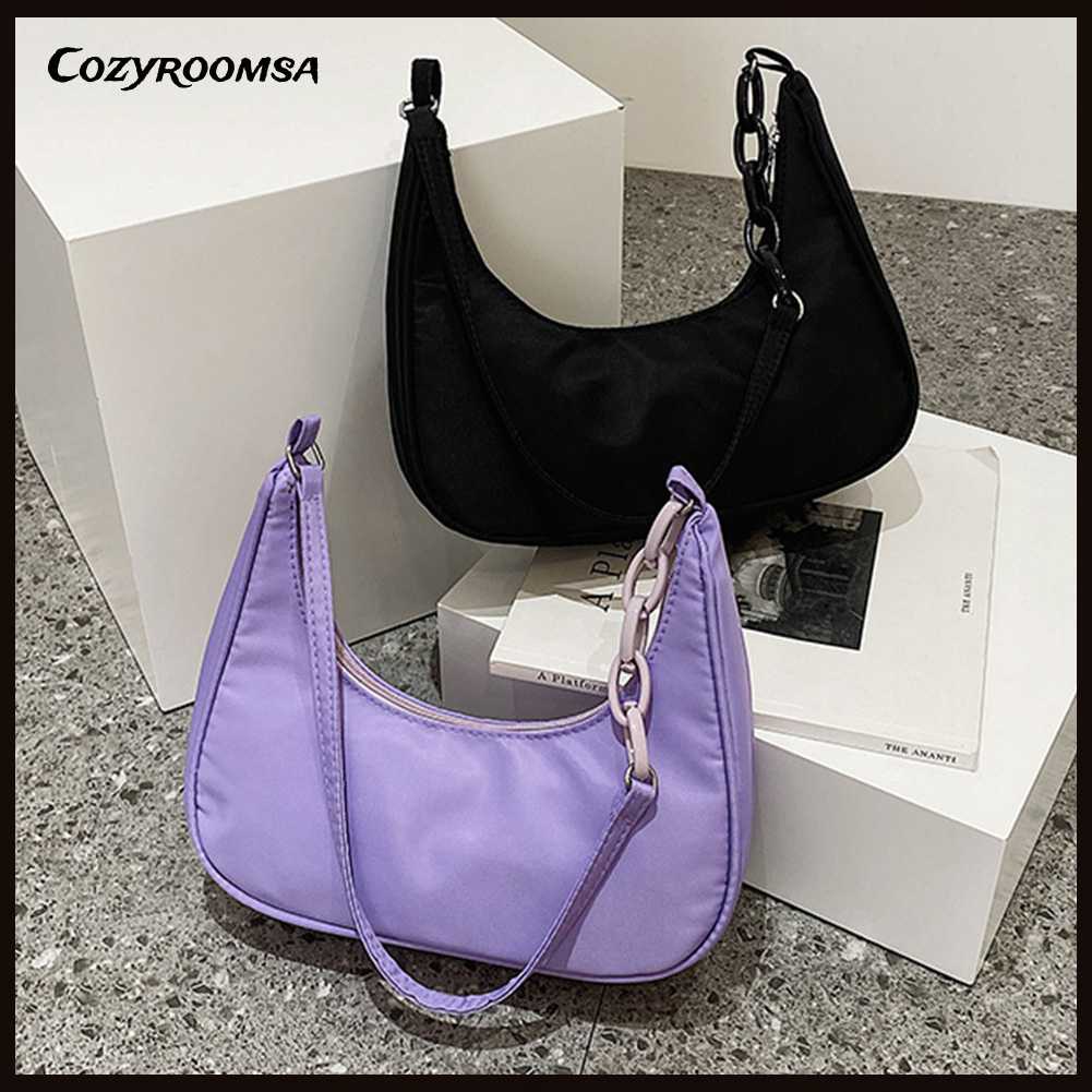 Túi Đeo Vai / Kẹp Nách Hình Bán Nguyệt Phối Dây Xích Tinh Tế Thời Trang