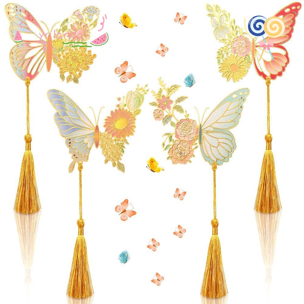 Bộ 4 Cái Kẹp Sách Hình Hoa Tua Rua Dành Cho Giáo Viên Trường Học