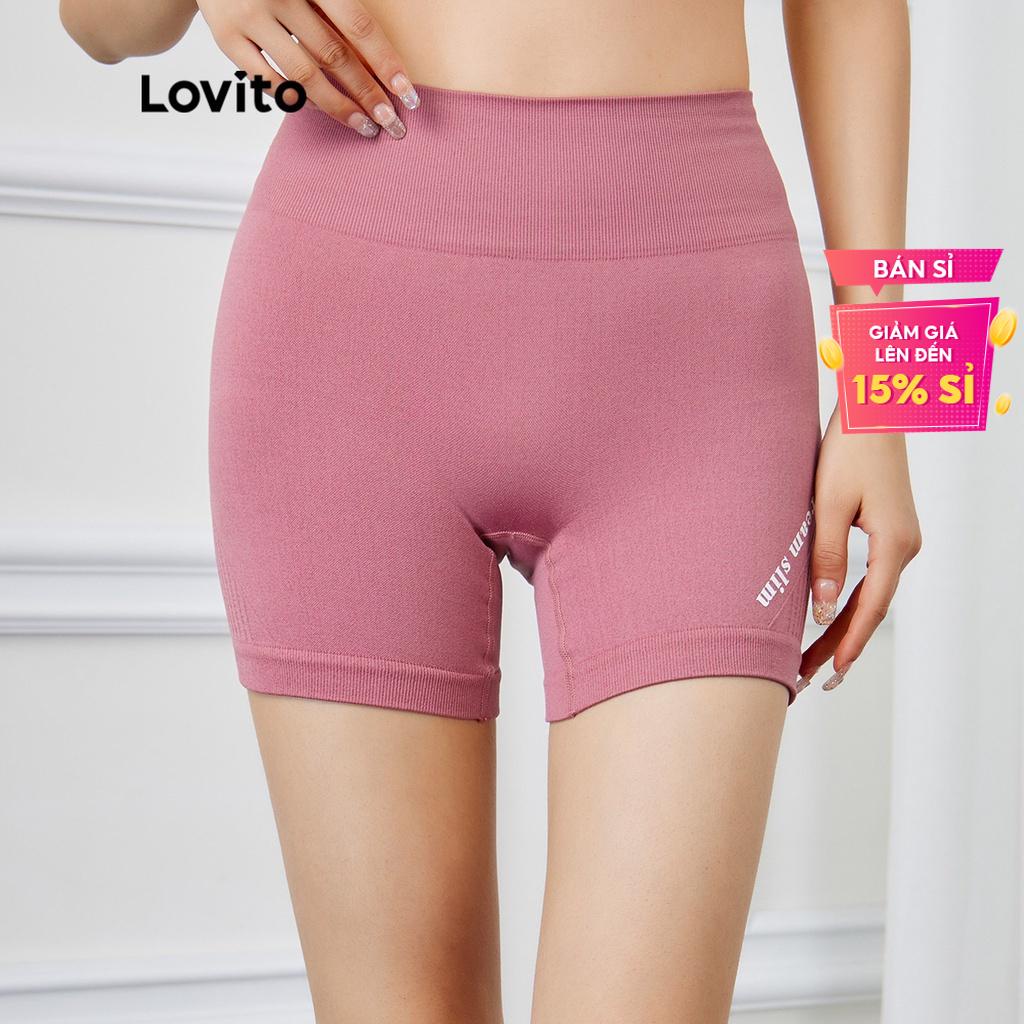 Quần đùi Lovito lưng cao phối hoạt hình phong cách thể thao L15X230 (Màu hồng)