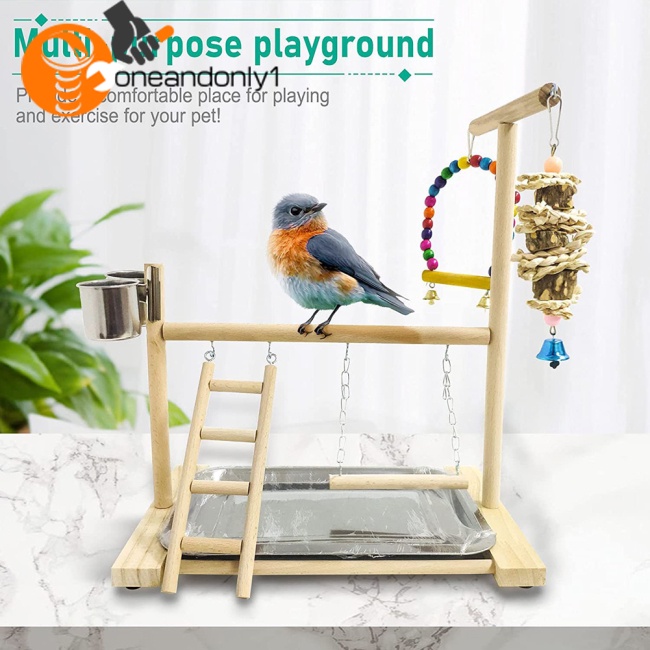 Thang Leo Bằng Gỗ Kèm Chuông Dùng Huấn Luyện Chim Vẹt Đứng