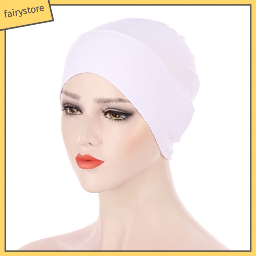Mũ Turban Trùm Đầu Co Giãn Màu Trơn Cho Nữ