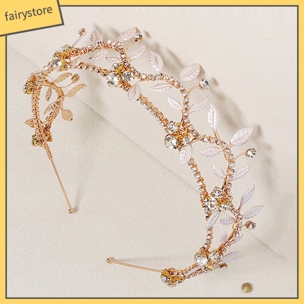 Băng Đô Cài Tóc Hình Vương Miện Đính Đá Lấp Lánh Chống Trượt Cho Cô Dâu