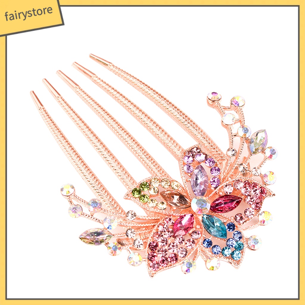 Lược Cài Tóc Hình Hoa Lá Đính Đá Lâu Trôi Tinh Tế Cho Nữ