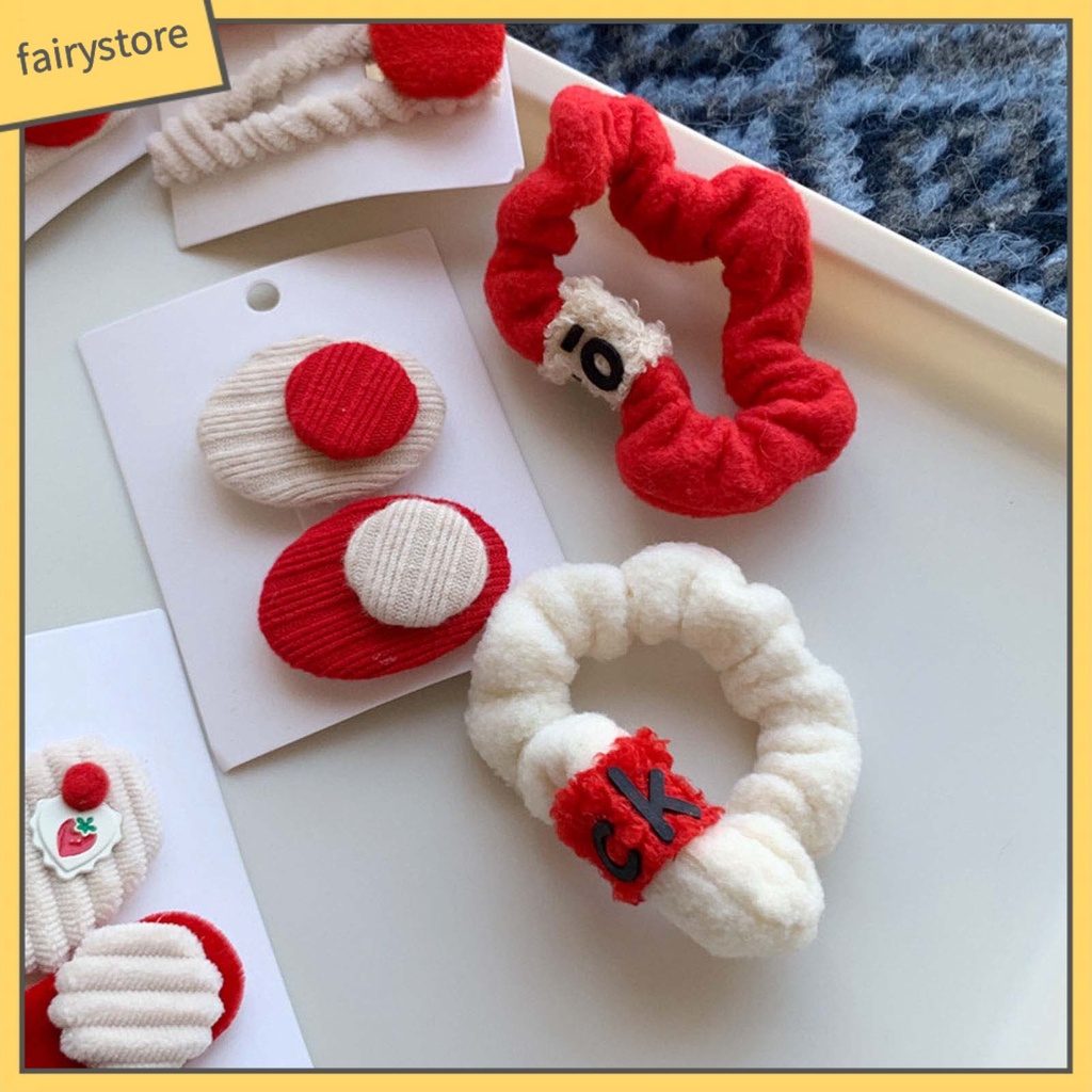 Bộ 1 / 2 Dây Cột Tóc Mềm Co Giãn Chống Trượt Hình Thỏ Hoạt Hình Cho Nữ