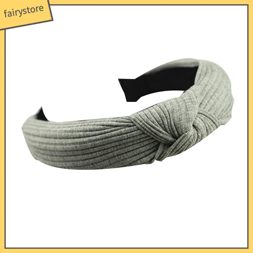 Băng Đô Cài Tóc Bản Rộng Thắt Nút Họa Tiết Kẻ Sọc Màu Trơn Thời Trang Cho Nữ