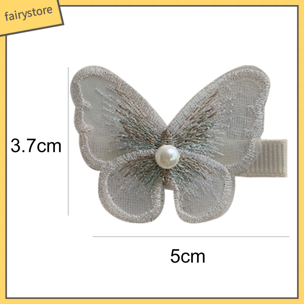 Set 10 Kẹp Tóc Vải Ren Thêu Hình Bướm 3D Ngọt Ngào