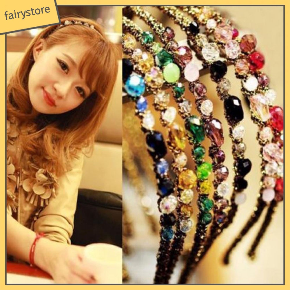 Băng Đô Cài Tóc Đính Đá Nhiều Màu Sắc Lấp Lánh