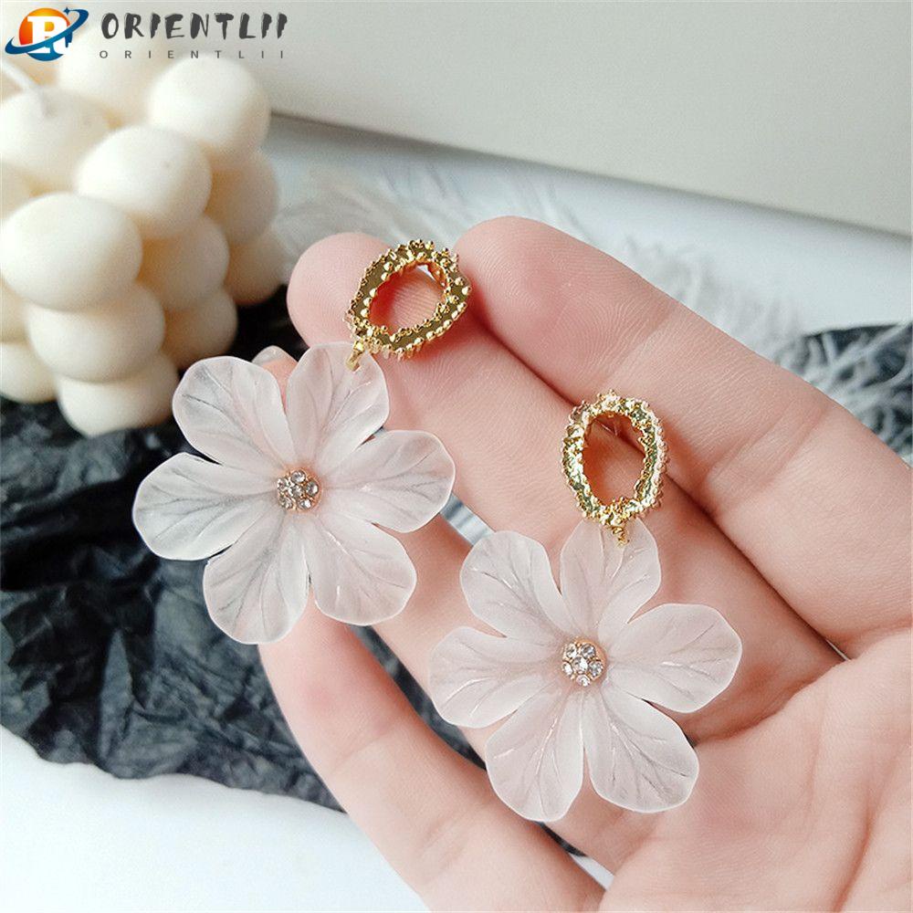 Bông Tai Nhựa Trong Suốt Hình Hoa Phong Cách Hàn Quốc