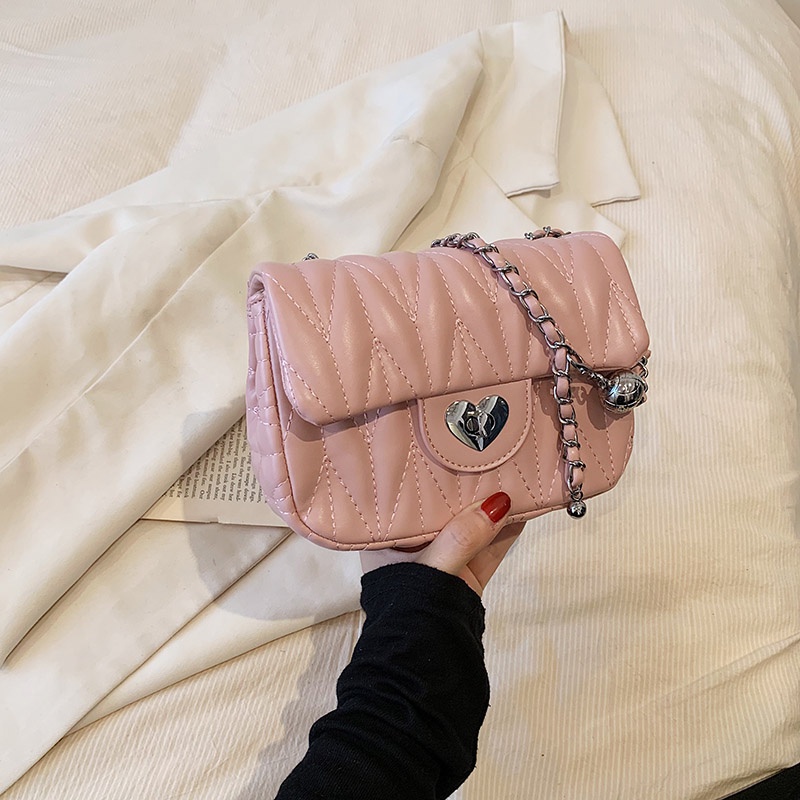 Túi Đeo Chéo Hình Vuông Cỡ Nhỏ Phối Dây Đeo Sợi Xích Thời Trang Sang Trọng Cho Nữ