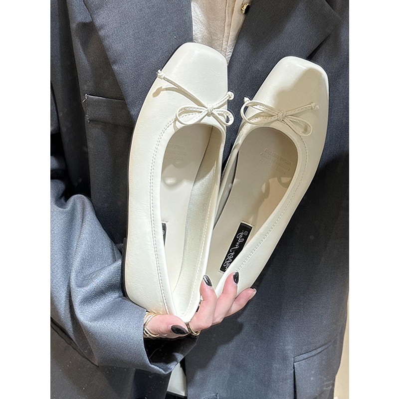 Lijia Giày Búp Bê Đế Mềm Mũi Vuông Màu Bạc Phong Cách Pháp Thanh Lịch Cho Nữ Có Sẵn