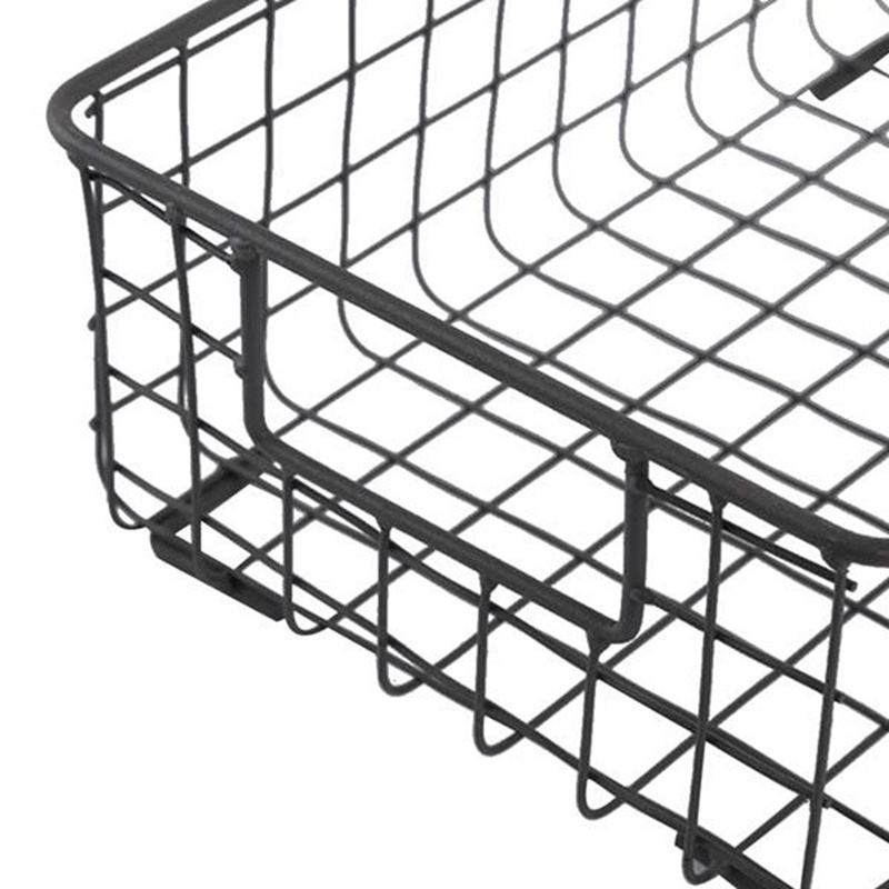 Bộ 2 Giỏ Sắt Đựng Đồ Dùng Màu Đen Có Tay Cầm Tiện Dụng Cho Nhà Bếp