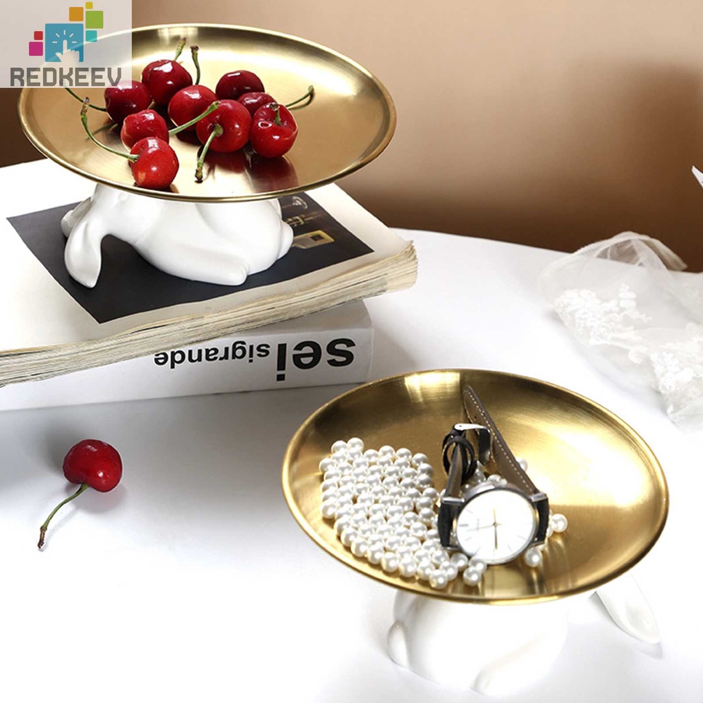 Khay Sứ Tròn Hình Thỏ Trang Trí Nhà Cửa