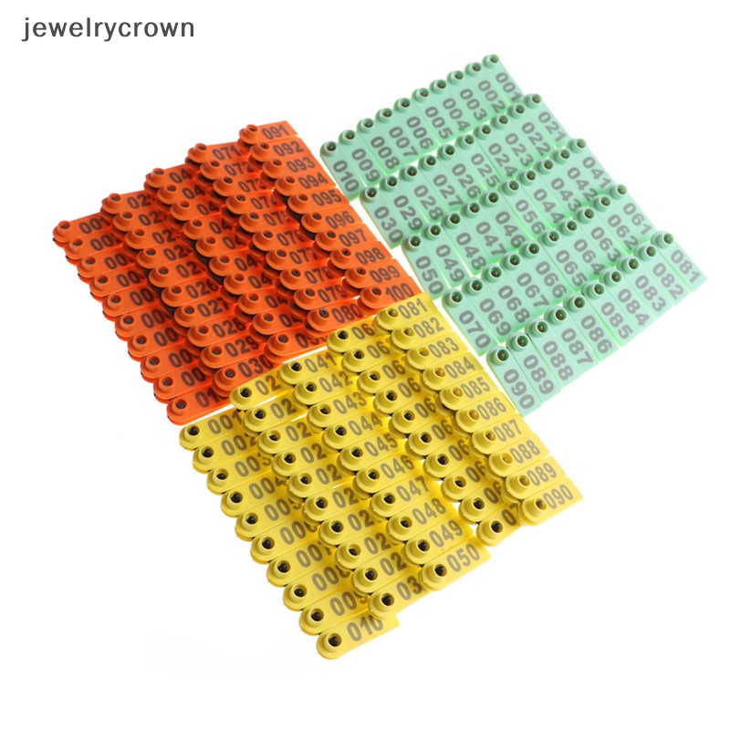 Set 100 Thẻ Ghi Số Bằng Nhựa Gắn Tai Gia Súc / Heo / Cừu / Bò Sát
