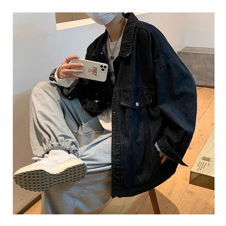 Áo Khoác Denim Thời Trang Đường Phố Mỹ Mới Cho Nam