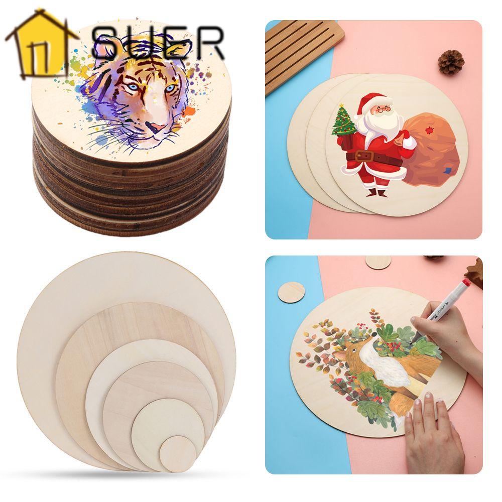 Set 3 / 5 / 10 Thẻ Gỗ Tròn Chưa Hoàn Thành Dùng Làm Đồ Thủ Công DIY