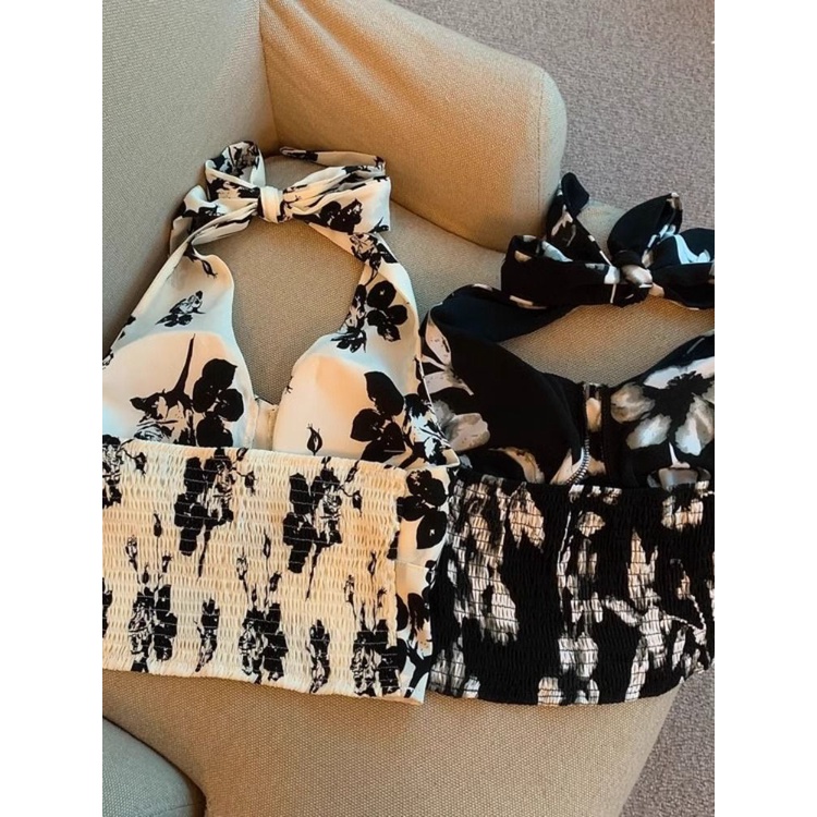 Áo Hai Dây Cổ Chữ v Họa Tiết Hoa Thời Trang Mùa Hè 2023 Dành Cho Nữ