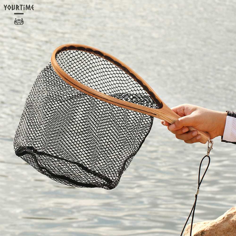 Lưới Đánh Bắt Cá Cán Gỗ Có Thể Gấp Gọn Tiện Dụng