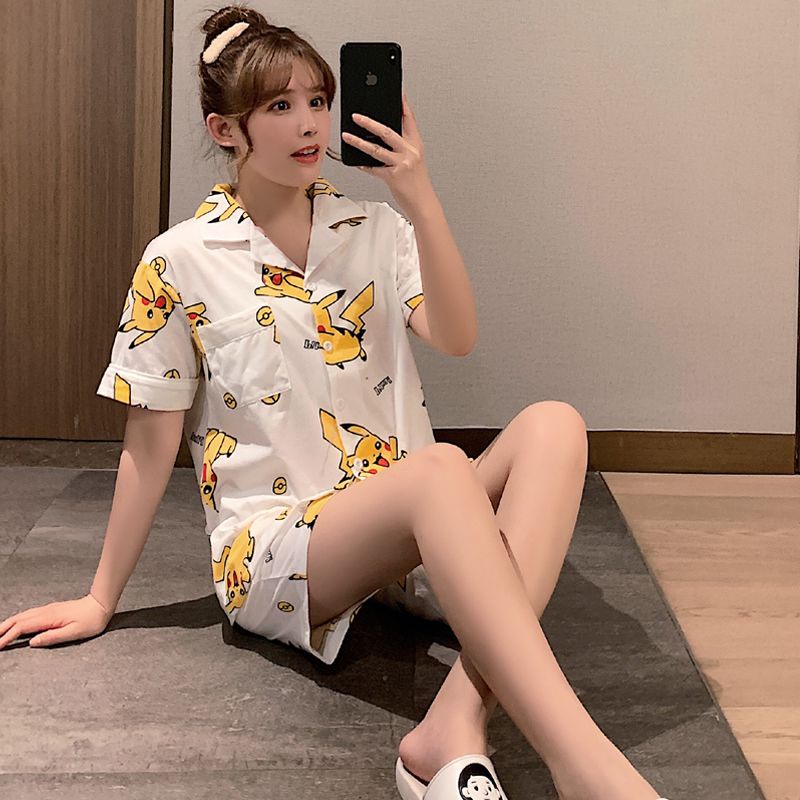 Bộ Đồ Ngủ Tay Ngắn In Họa Tiết Hoạt Hình Dễ Thương Phong Cách Nhật Bản / Hàn Quốc Thời Trang Xuân Thu Cho Nữ