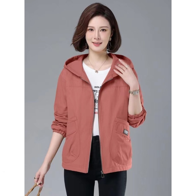 Set 5 Áo Khoác Ngắn Có Nón Dáng Rộng Thời Trang Xuân Thu 2023 Cho Nữ Trung Niên