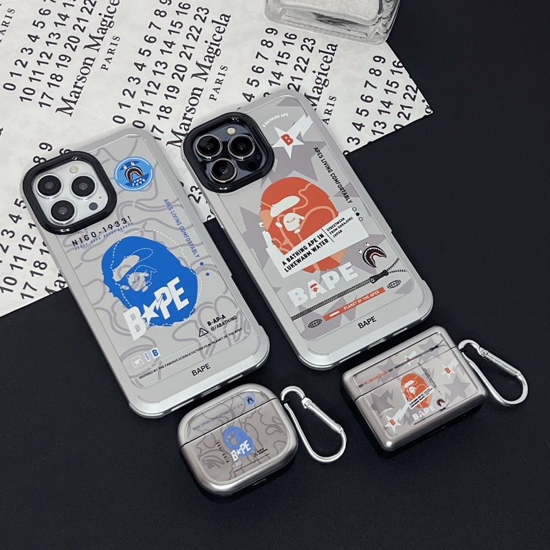 Vỏ Bảo Vệ Hộp Sạc Tai nghe không dây AirPods 1 / 2 gen3 Pro2 2022 Mạ Màu Bạc Thời Trang Có Móc Chống Rơi