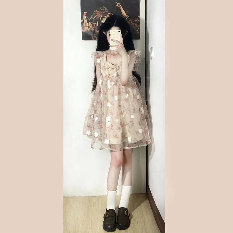 Đầm Búp Bê Công Chúa Dáng Rộng In Hoa Dễ Thương Kiểu Hàn Quốc Thời Trang Mùa Hè 2023 Cho Bạn Gái