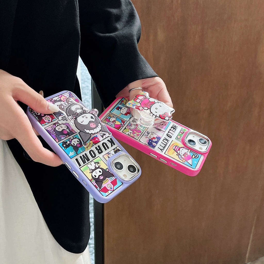 Ốp Điện Thoại TPU Mềm Trong Suốt Chống Rơi Họa Tiết Hoạt Hình Kuromi Cho iPhone 11 13 12 14 Pro Max Đứng