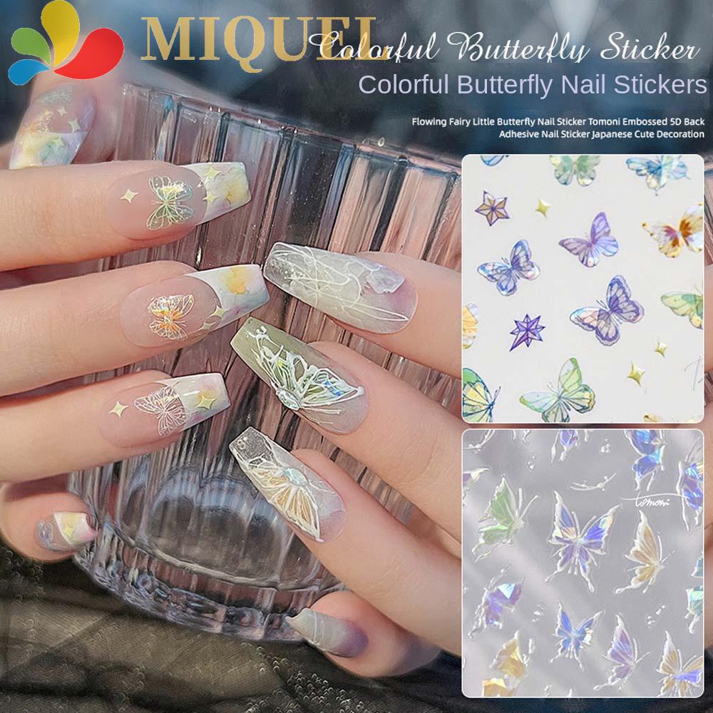 Hình Dán Trang Trí Móng Tay Hình Bướm Màu Laser Thời Trang Dành Cho Nữ