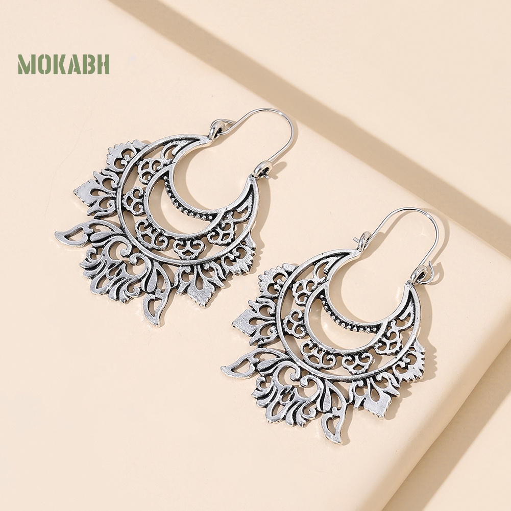 [Mok Abh] Bông Tai Nửa Vòng Cắt Rỗng Kiểu Dáng Vintage