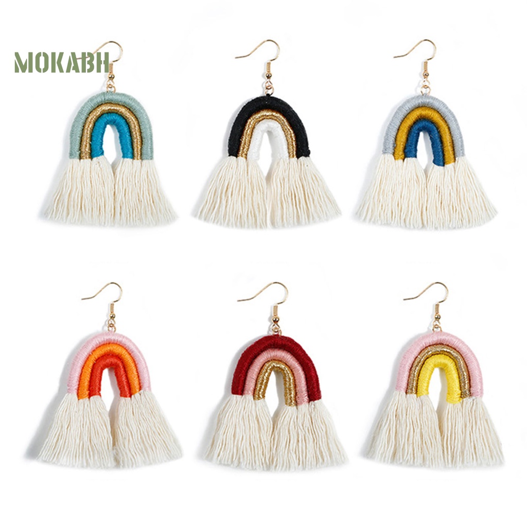 1 Cặp Bông Tai Cầu Vồng Nhiều Lớp Phong Cách Bohemian Quyến Rũ