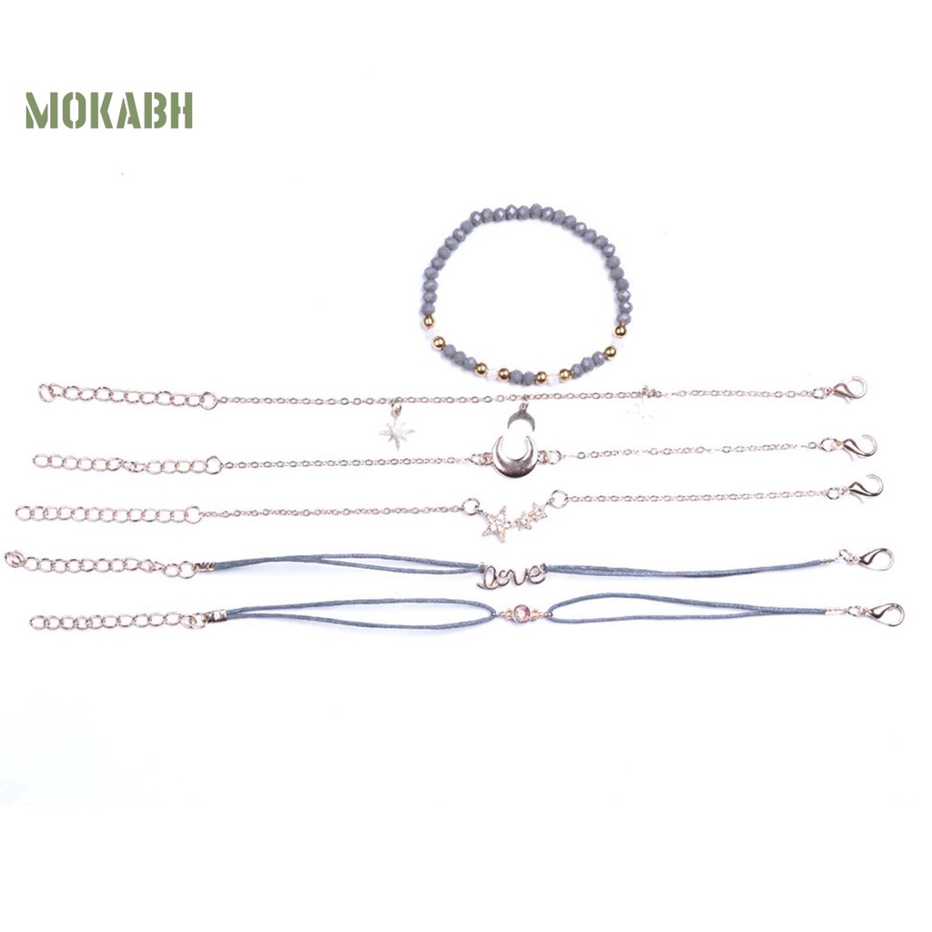 [Mok Abh] Set 6 Vòng Đeo Tay Bằng Hợp Kim Tinh Tế Quyến Rũ