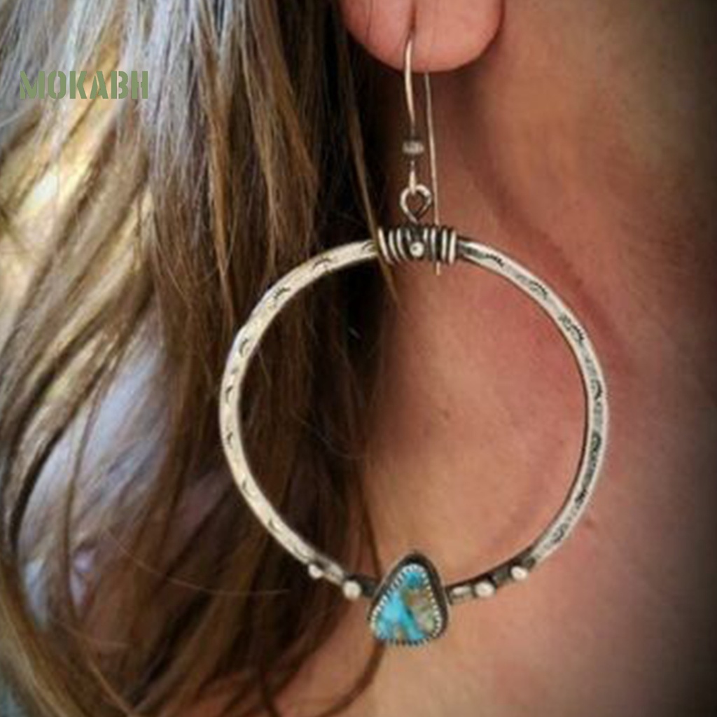 1 Đôi Bông Tai Hình Tròn Đính Đá Phong Cách Vintage Tinh Tế Dành Cho Nữ