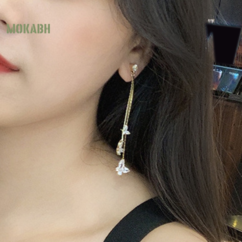1 Đôi Bông Tai Hình Con Bướm Có Đính Đá Zircon Lấp Lánh Phong Cách Bohemia Dành Cho Nữ