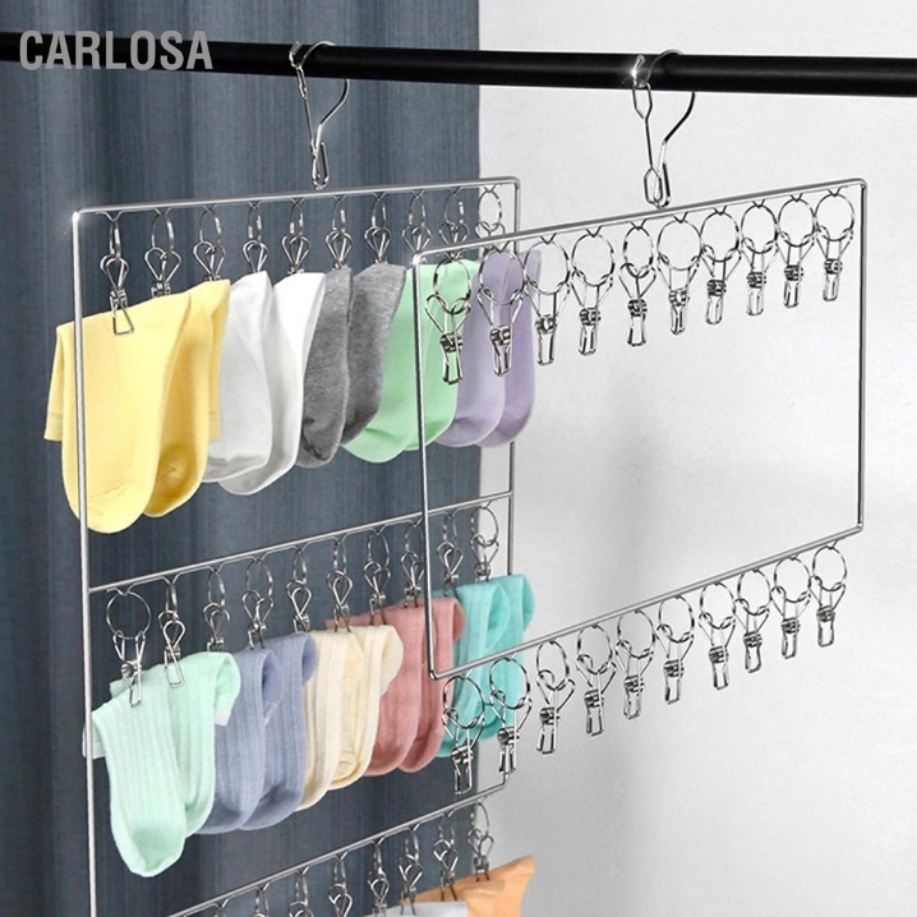 20/30 kẹp Móc Áo Inox Nhiều Kẹp Phơi Tất Dụng Cụ Thần Thánh Giá Treo Tất Quần Lót Phơi Đa Chức Năng Giá Phơi Tất Chống Gió Mát Mẻ