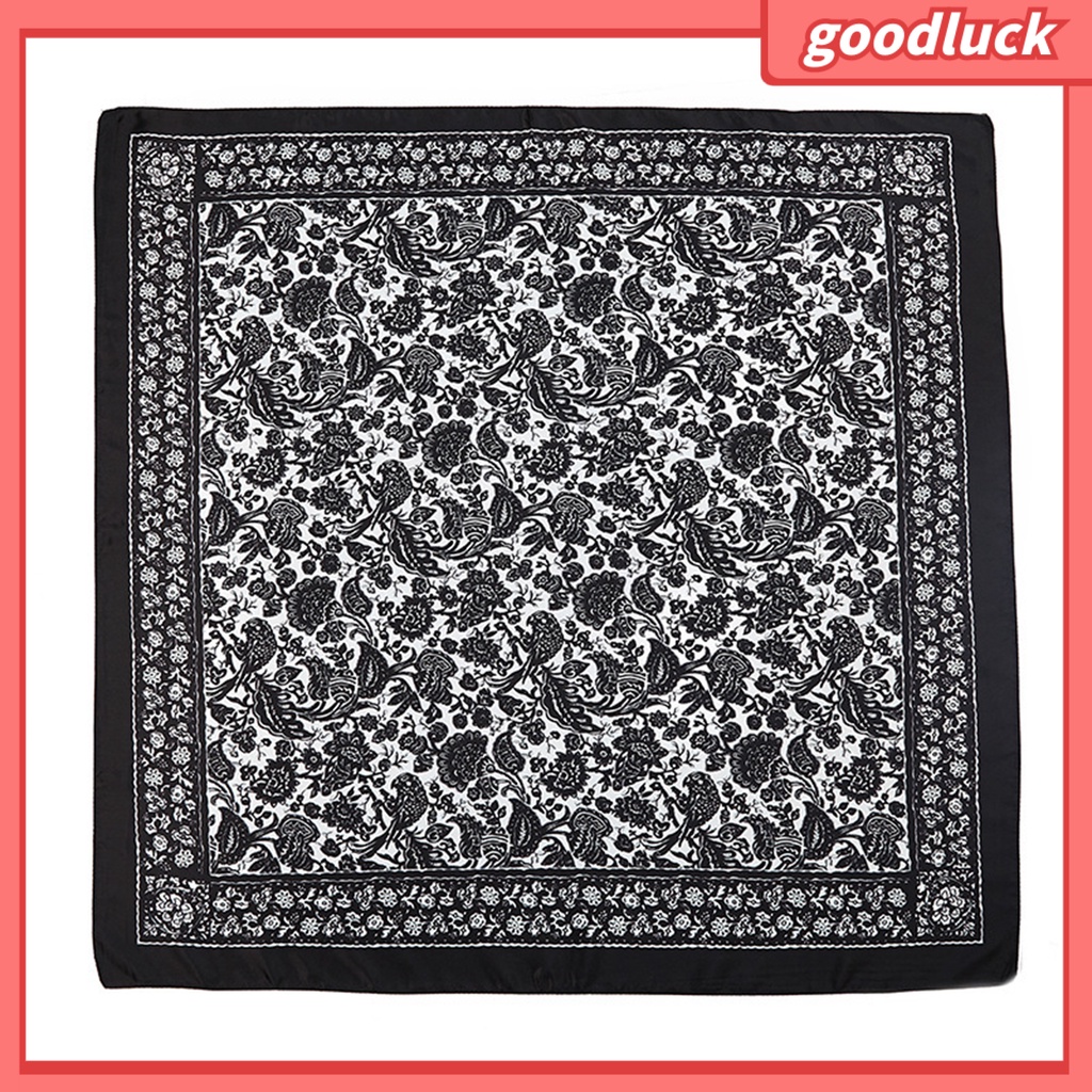 Khăn Quàng Cổ Vải Lụa Mềm Thoáng Khí Hình Vuông Màu Tương Phản Phong Cách Dân Tộc Cổ Điển Bảo Vệ Đầu Cho Nữ