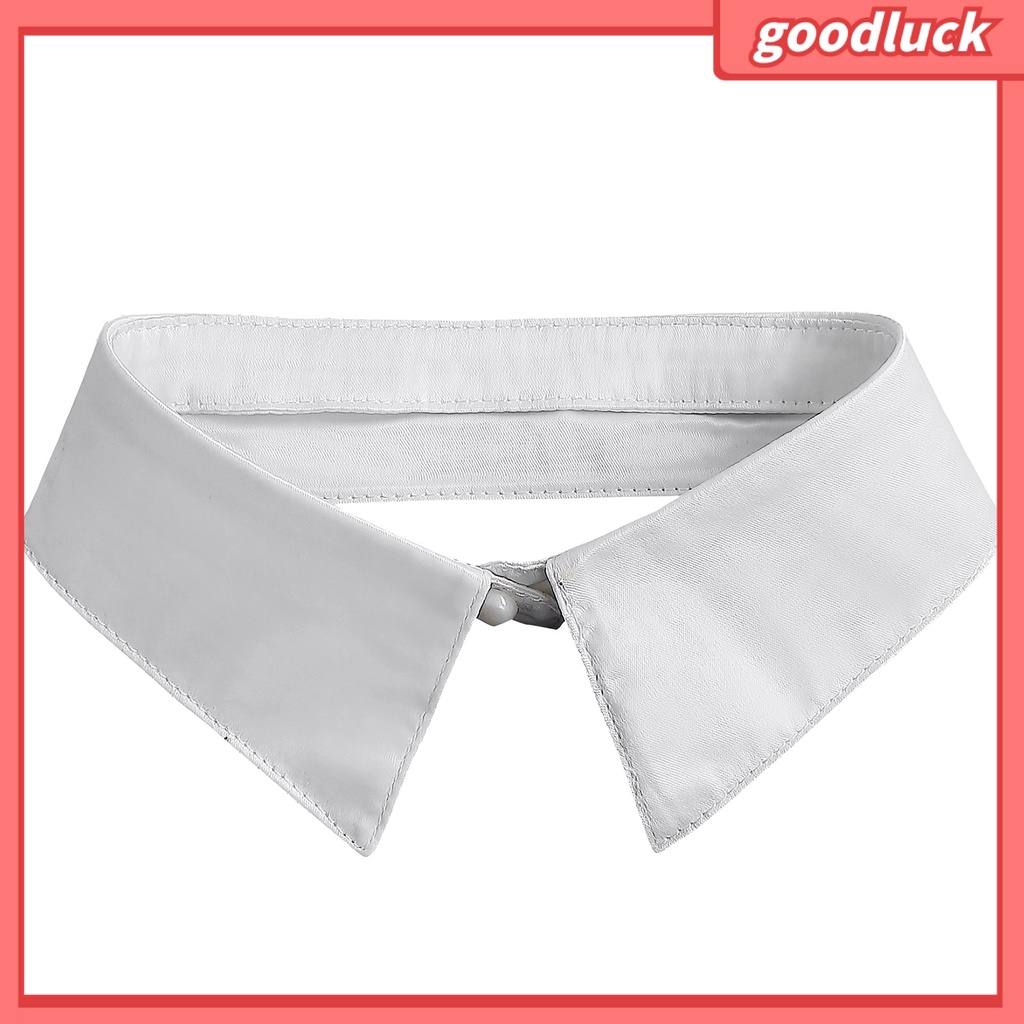 Cổ Áo Sơ Mi Giả Mỏng Màu Trơn Đính Nút Ngọc Trai Nhân Tạo Có Thể Tháo Rời