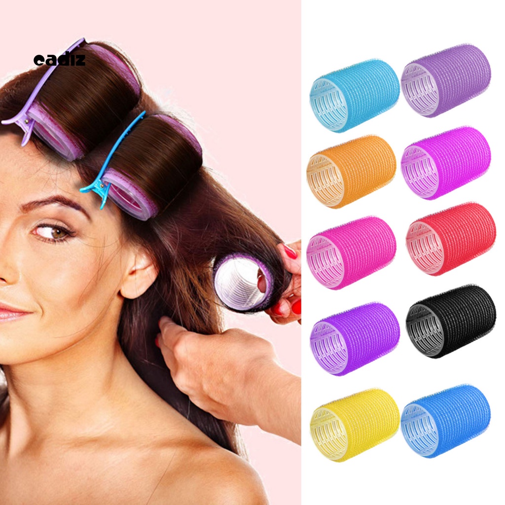 Set 10 Lô Uốn Tóc Tự Dính Không Dùng Nhiệt Màu Sắc Ngẫu Nhiên DIY