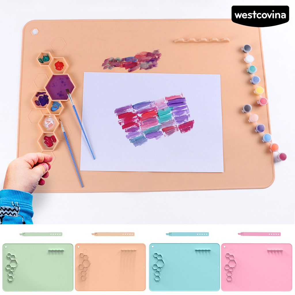 [WSTN]✎Khay Đựng Cọ Vẽ Có Lỗ Treo Chống Nước Không Dính