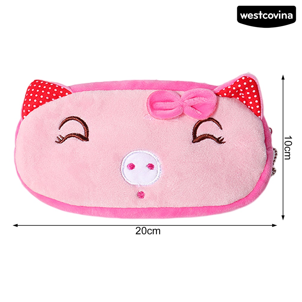 [WSTN]✎Túi Đựng Bút Bằng Vải Flannel Khóa Kéo Họa Tiết Dâu Tây Hoạt Hình Sáng Tạo