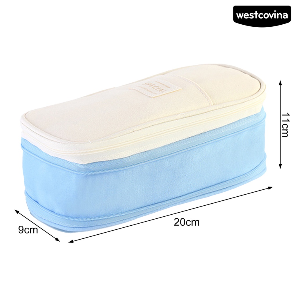 [WSTN]✎Túi Đựng Bút Hai Lớp Bằng Vải Canvas Có Dây Kéo Và Sức Chứa Lớn