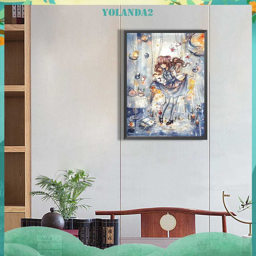 Tranh Đính Đá Kim Cương Toàn Bộ 5D DIY Hình Vẽ Cô Gái Trang Trí Nhà Cửa