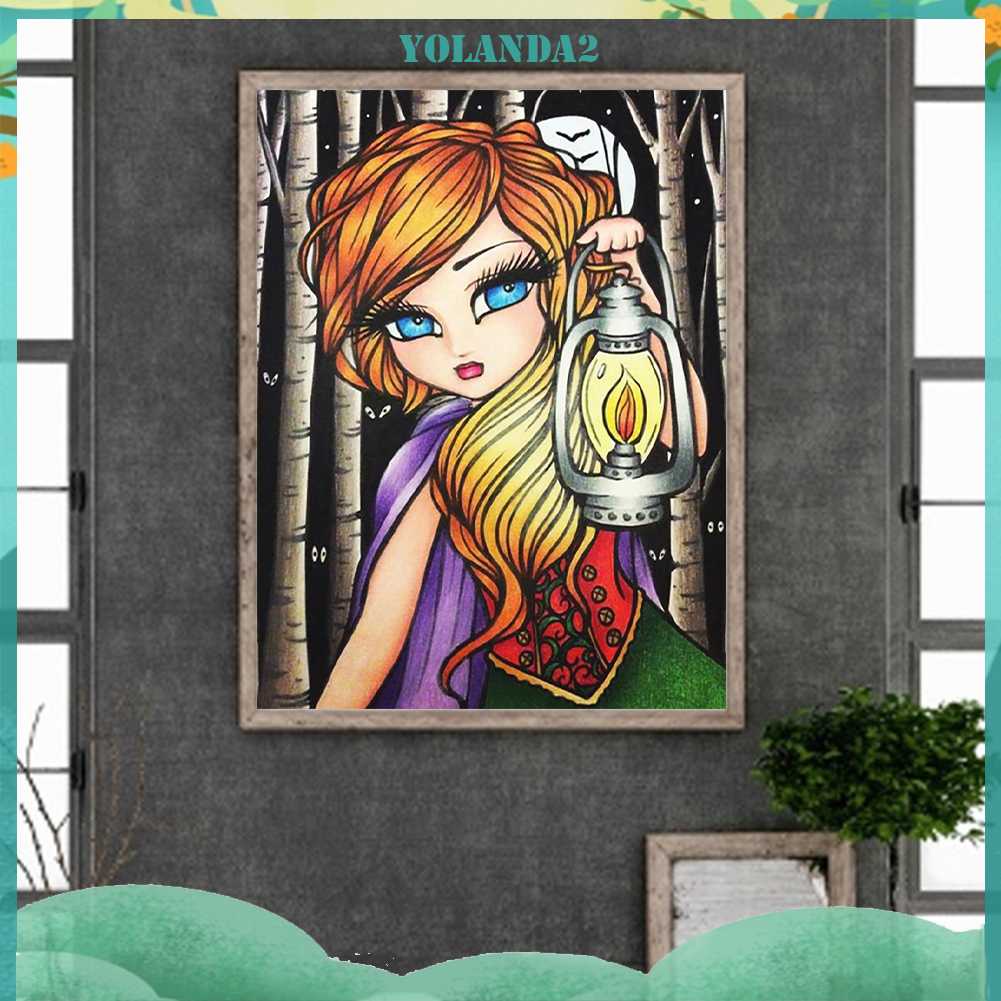 Bộ Tranh Đính Đá 5D Họa Tiết Hoạt Hình Cô Gái Độc Đáo DIY Dùng Trang Trí Nhà Cửa