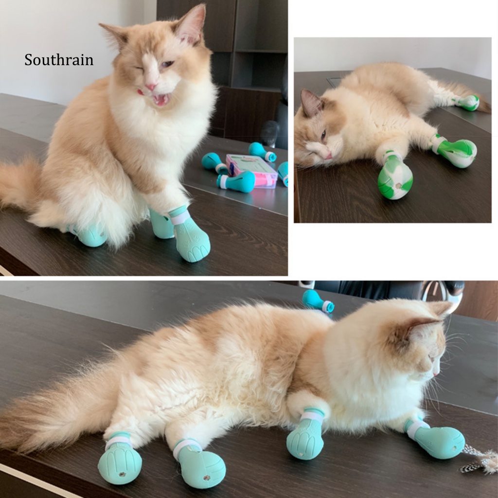 Bộ 4 Vỏ Bọc Móng Vuốt Mèo Bằng Silicon Mềm Chống Trầy Xước