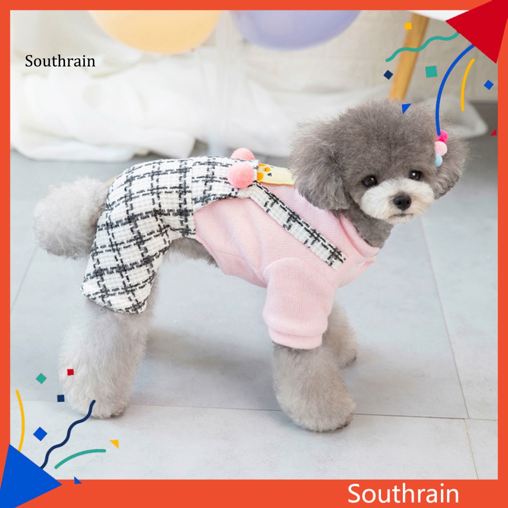 Bộ Áo Liền Quần Giữ Ấm Thân Thiện Với Da Họa Tiết Kẻ Sọc Dành Cho Cún Cưng