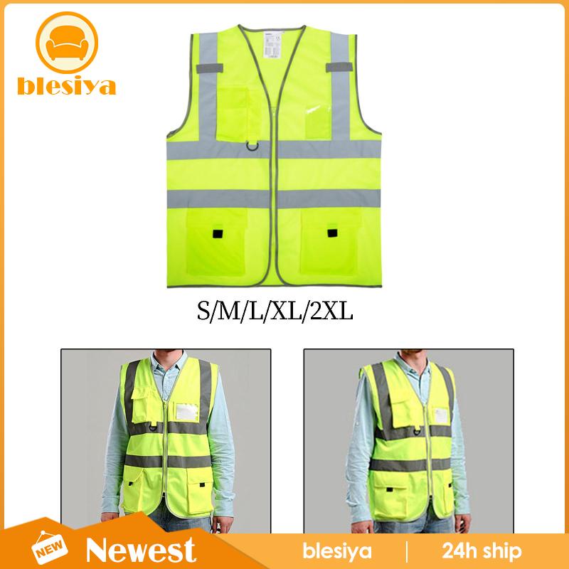[Blesiya] Áo Bảo Hộ Lao Động Không Tay Phản Quang Thoải Mái An Toàn Cho Công Trường Giao Thông Ngoà