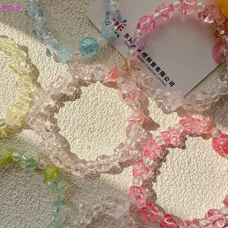 {Ffsd} Ins Vòng Tay Chuỗi Hạt Thủ Công Mềm Mại Dễ Thương Hình Ngôi Sao Năm Cánh Màu Sắc Trong Suốt Dành Cho Nữ Sinh