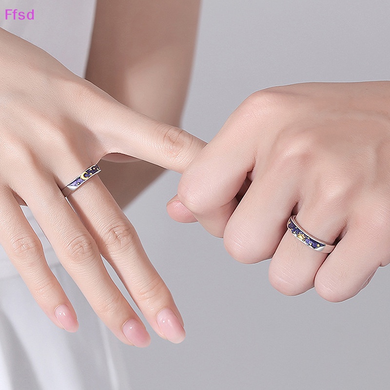 {Ffsd} Nhẫn Cặp Đôi Hình Mặt Trời Mặt Trăng Có Thể Điều Chỉnh Ánh Sáng Quà Tặng Sinh Nhật Trang Sức Cho Nữ