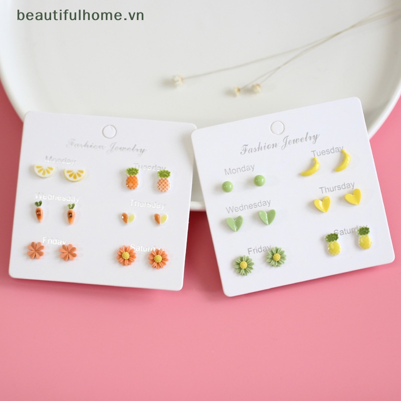 1 Bộ Bông Tai Hình Hoạt Hình Bằng Gốm Sứ Dễ Thương Dành Cho Nữ